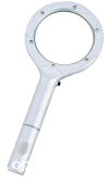 Hand held magnifying glass with lamp-